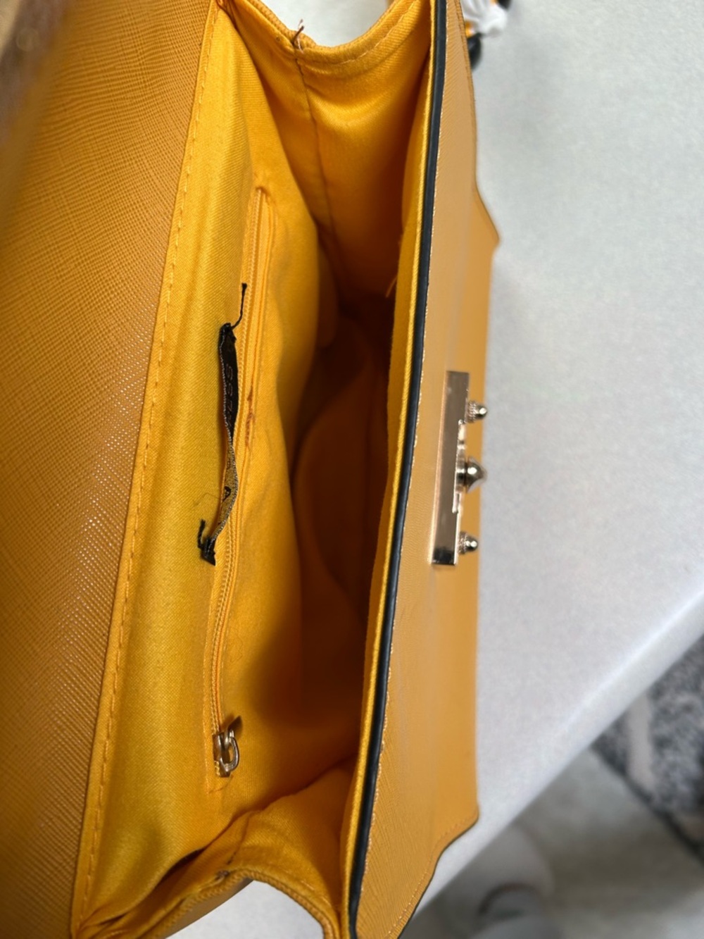 Mustard Yellow Crossbody Bag with Gold Turn-Lock - Picture 4 of 5